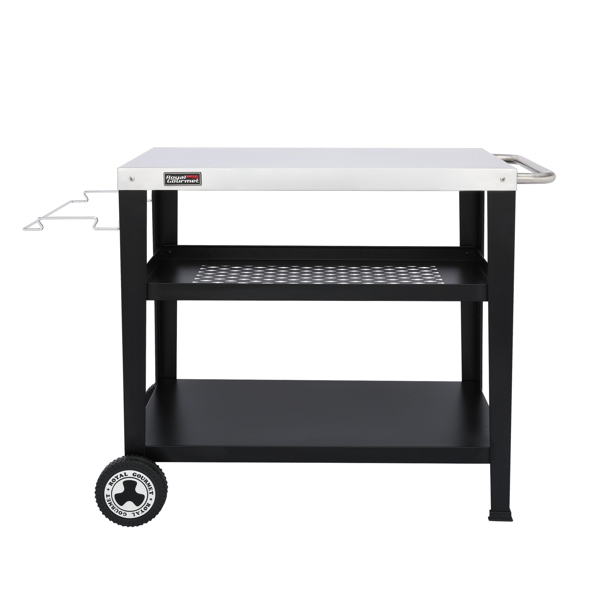 Royal Gourmet PC3404S 3-Shelf Grill Cart with Wheels | Stainless Steel