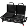 4-Burner Portable Propane Gas Grill Griddle Combo, Black