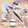 Royal Gourmet Pizza cutter with features highlighted on a pizza background