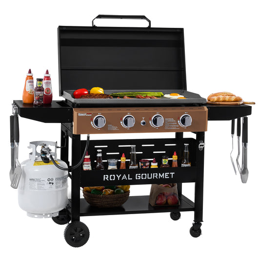 4-Burner Gas Griddle with Hood, Bronzed