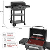 Royal Gourmet Outdoor grill with dimensions and features displayed on a white background