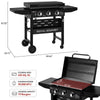 Royal Gourmet, Griddle with Collapsible Side Shelves, 3-Burner Gas Griddle with Hood, Black