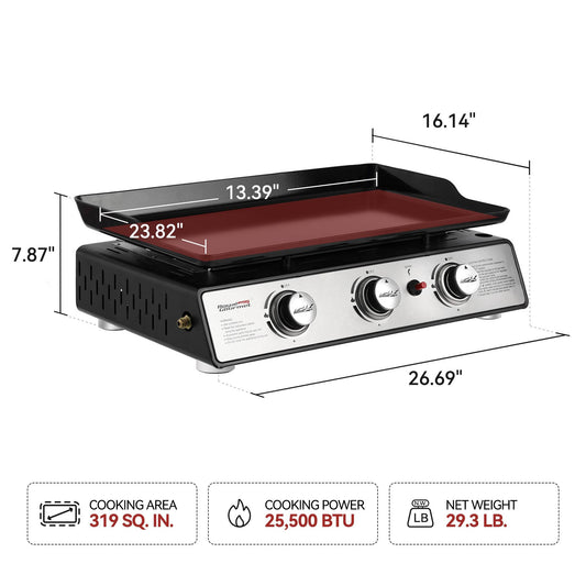 24-Inch Portable Table Top Gas Grill Griddle