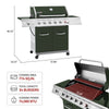 6-Burner Propane Gas Grill with Sear & Side Burners, Olive Green