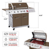 Royal Gourmet Grill with dimensions and features displayed on a white background