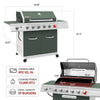 6-Burner BBQ Liquid Propane Gas Grill in Olive Green