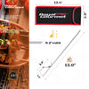 Barbecue skewer with Royal Gourmet branding, dimensions, and usage scenario.