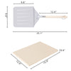 Measurement chart of a Royal Gourmet  spatula and a pizza stone with dimensions labeled.