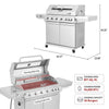 Deluxe Stainless Steel 6-Burner Gas Grill with Side & Infrared Rear Burners