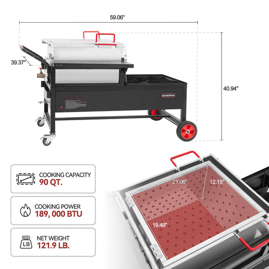 90 Qt Single Sack Crawfish Boiler and Cooker Combo