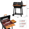 Royal Gourmet Barbecue grill with dimensions and features on a white background