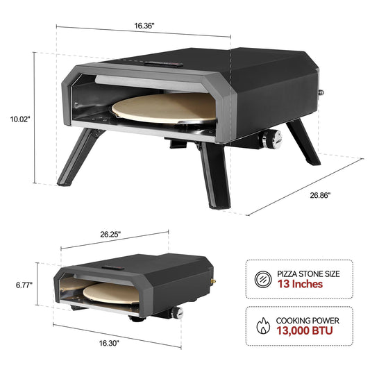 Royal Gourmet GP1301 Portable Gas Pizza Oven with 13-Inch Pizza Stone