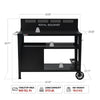 Black Royal Gourmet grill with dimensions and specifications labeled, featuring 'Royal Gourmet' branding.