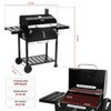 Black Royal Gourmet barbecue grill with dimensions and weight details on a white background